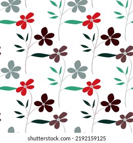 Flor de doodle vintage sin fisuras. Papel de pared de flores abstracto retro. Plantas dibujadas a mano con un fondo interminable. Diseño sencillo para tela, imprenta textil, papel envolvente, cubierta. Ilustración del vector
