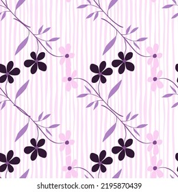 Vintage doodle flower seamless pattern. Retro abstract floral wallpaper. Hand drawn plants endless background. Simple design for fabric, textile print, wrapping paper, cover. Vector illustration