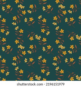 Vintage doodle flower seamless pattern. Retro abstract floral wallpaper. Hand drawn plants endless background. Simple design for fabric, textile print, wrapping paper, cover. Vector illustration