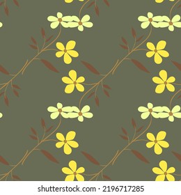 Vintage doodle flower seamless pattern. Retro abstract floral wallpaper. Hand drawn plants endless background. Simple design for fabric, textile print, wrapping paper, cover. Vector illustration
