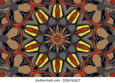 Vintage doodle and flower shapes floral motif ethnic seamless background vector