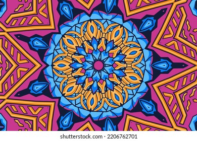 Vintage doodle and flower shapes floral motif ethnic seamless background vector