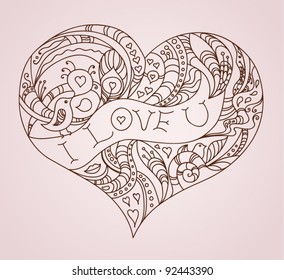 Vintage doodle heart