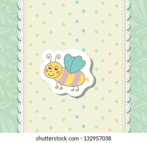Vintage doodle little bee for greeting card vector