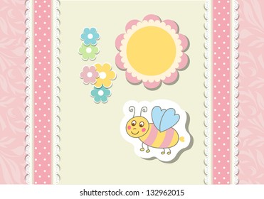 Vintage doodle little bee for greeting card vector eps 10
