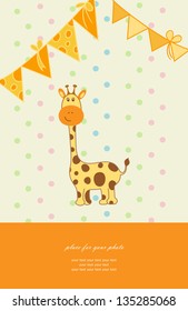 Vintage doodle little giraffe for greeting card vector eps 10