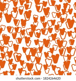 Vintage doodle seamless pattern with hearts. Cute repeating background. Vector pattern.