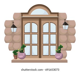 Vintage door facade Vector. Main entrance illustrations