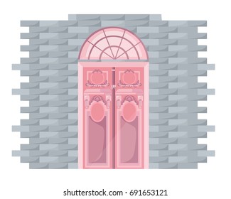 Vintage door facade Vector. Main entrance illustrations
