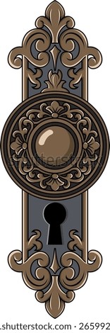 Vintage door handle vector illustration. Interior isolated object design.