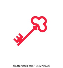 Vintage door key. Isolated vector image on a white background.