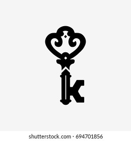 Símbolo vintage de vectores de puerta, logotipo vectorial de empresa con letra K