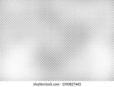 Vintage Dots Background. Black and White Grunge Backdrop. Fade Texture. Modern Pop-art Overlay. Vector illustration