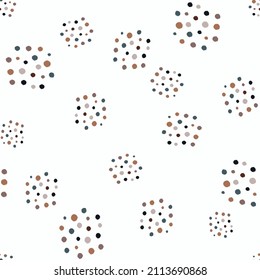 Vintage dots seamless pattern. Minimalist decoration background. Repeated texture in doodle style for fabric, wrapping paper, wallpaper, tissue. Vector illustration.