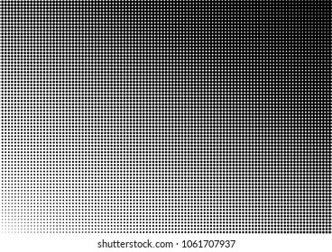 Vintage Dotted Halftone Background. Abstract Overlay. Gradient Monochrome Backdrop. Grunge Fade Texture. Vector illustration