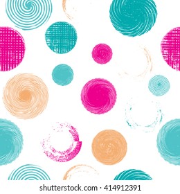 Vintage Dotted Seamless Pattern. Colorful Circle Pattern. Vector Illustration.