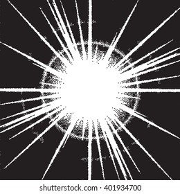 Vintage dotwork sunburst or flare with rays
