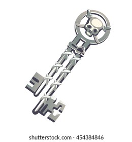 Vintage double pirate key. Vector illustration.