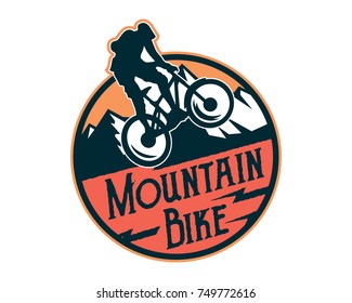 Vintage Downhill Bike Logo Badge Illustration
