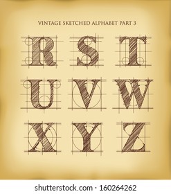 vintage drafted sketched letters set 3