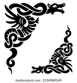Vintage Dragon. Illustration in the Scandinavian Celtic style, isolated on white, vector illustration