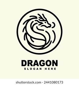 Vintage Dragon Logo Vector Illustration