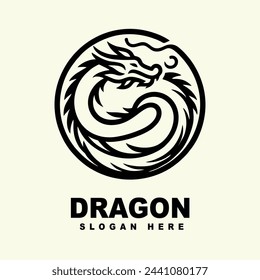 Vintage Dragon Logo Vector Illustration