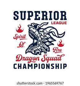 Vintage dragon squad sports vector design graphic