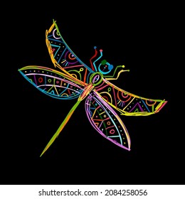 Vintage Dragonfly. Ethnic style for your design