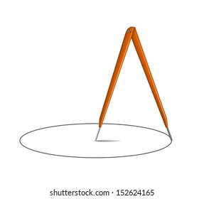 Vintage drawing compass and circle