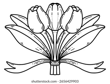 Vintage-Zeichnung einer Lilienblumen-Vektorgrafik mit Blättern, perfekt für ein Frühlingsfloraldesign oder Kartendekoration