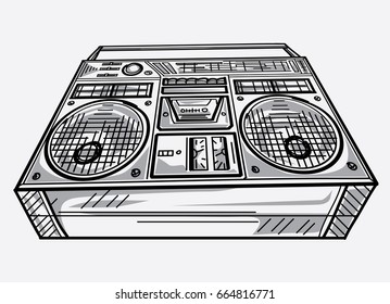 Vintage drawn tape recorder