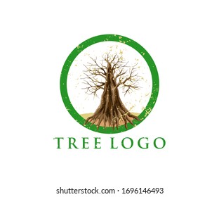 Vintage dry tree logo design, vector isolated. Vintage logo with eps 10