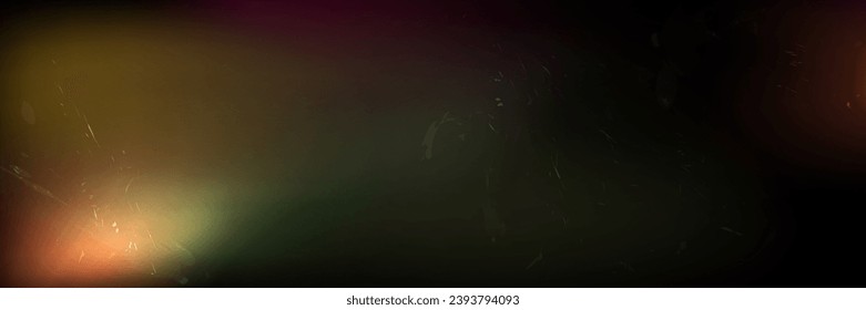 Textura de película fotográfica polvorienta de época. Ilustración vectorial realista de fondo abstracto borroso naranja y negro con efecto de fuga de luz, material polvoriento, bengala de luz solar retro, imagen nostálgica