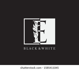 Vintage E Letter Leaves Logo. Black and White E With Classy Leaves Shape design perfect for fashion, Jewelry, Beauty Salon, Cosmetics, Spa, Hotel and Restaurant Logo. 