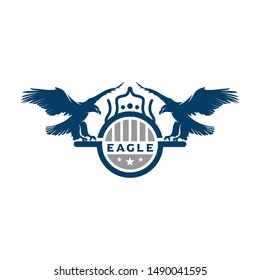 vintage eagle animal shielding logo design