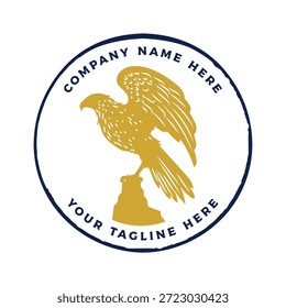 Plantilla del logotipo del águila de Antiguas en estilo circular de la insignia