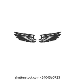 Vintage Eagle Falcon Hawk Bird Angel Wings Illustration Design Vector