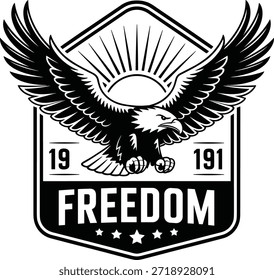 Logotipo del emblema de Antiguas Eagle Freedom con diseño de insignia patriótica
