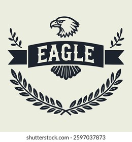 vintage eagle print poster emblem label badge retro vector illustration template design