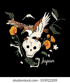 vintage eagle with skull illustration 2