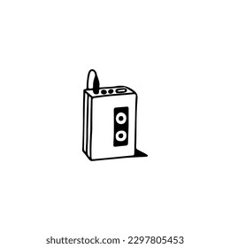 vintage earphones doodle illustration vector