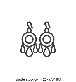 Vintage earrings line icon. linear style sign for mobile concept and web design. Earrings outline vector icon. Symbol, logo illustration. Vector graphics