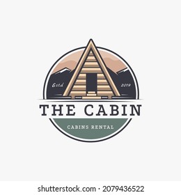 Vintage Earthy Tiny house, hut, cottage, cabin logo vector on white background