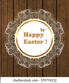 Vintage Easter background with greeting inscription in floral frame