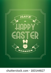 Vintage Easter card design with hipster easter bunny. Eps10 vector illustration