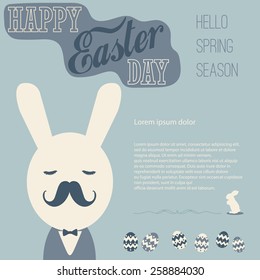 Vintage Easter card, Hello spring season and business bunny with Space for text editing vector design