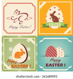 vintage easter cards set, easter background in retro style