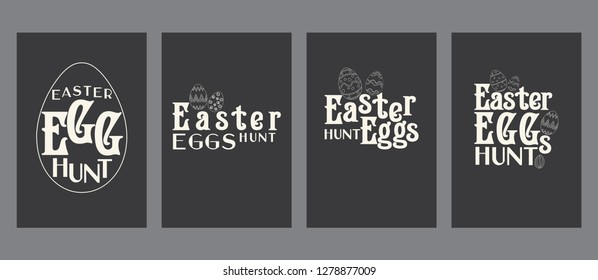 Vintage easter cards set, eggs hunt kit lettering, universal elements for flyers, web- design, scrapbooking graphics