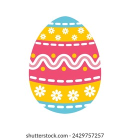 Vintage Easter egg design. Happy Easter Egg design. Illustration vector flat design. Easter eggs with different textures on a white background